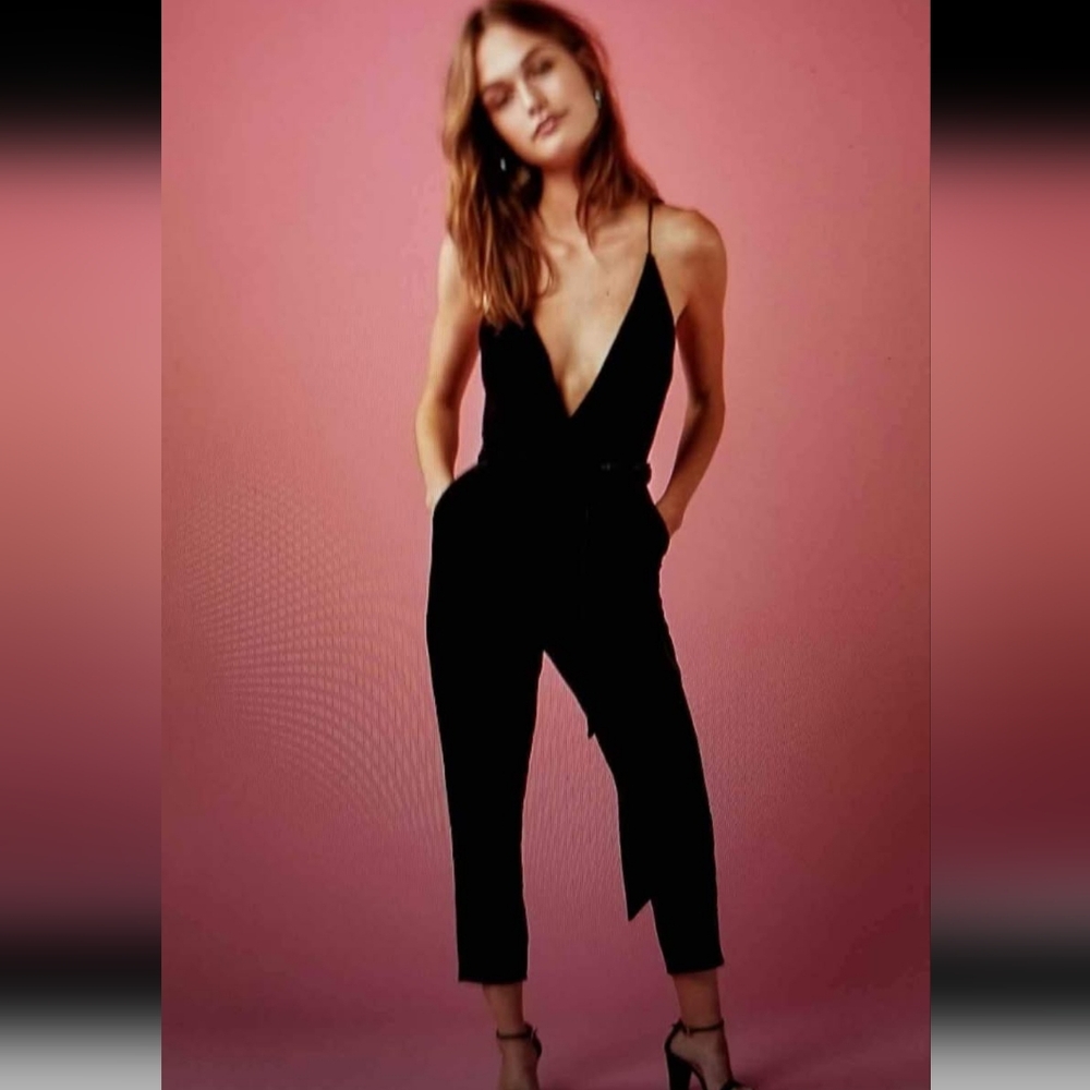 Express Sleek Black Velvet Jumpsuit